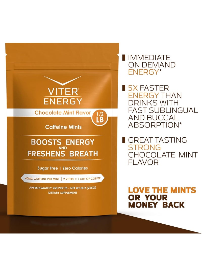 Viter Energy نعناع كافيين - خالي من السكر، فيتامينات ب، نباتي، يعزز الطاقة والتركيز السريع، مكمل نوتروبيك بالكافيين (نكهة الشوكولاتة بالنعناع، 8 أونصات، كيس بالجملة) - Image 4