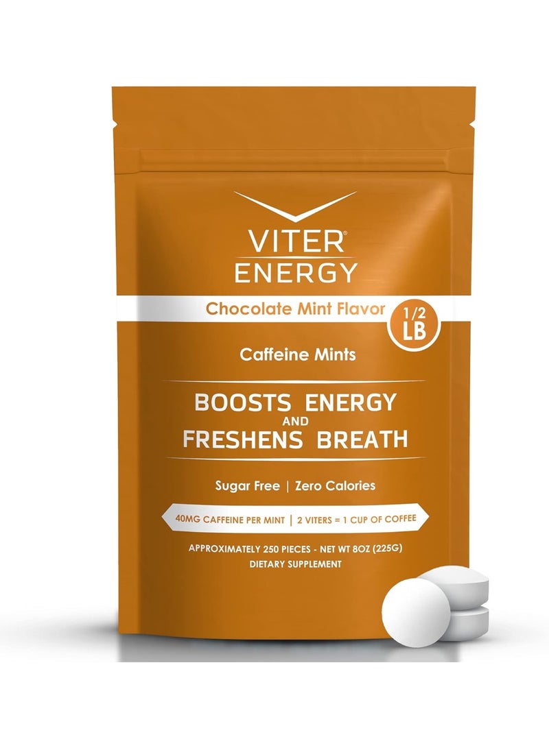 Viter Energy نعناع كافيين - خالي من السكر، فيتامينات ب، نباتي، يعزز الطاقة والتركيز السريع، مكمل نوتروبيك بالكافيين (نكهة الشوكولاتة بالنعناع، 8 أونصات، كيس بالجملة) - Image 1