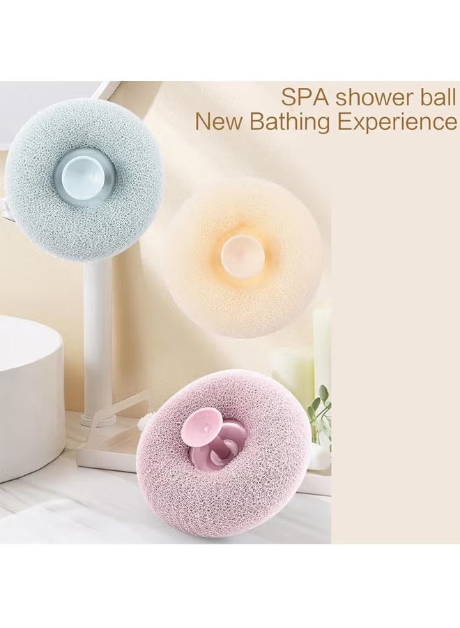 HOMESTAR 3 PCS Soft Sunflower Suction Cup Bath Ball, 2-in-1 Sunflower Ball Exfoliating Bath Sponge Cleaning Brush, Mesh Shower Body Sponge Accessories for Women, Men Shower - Image 2