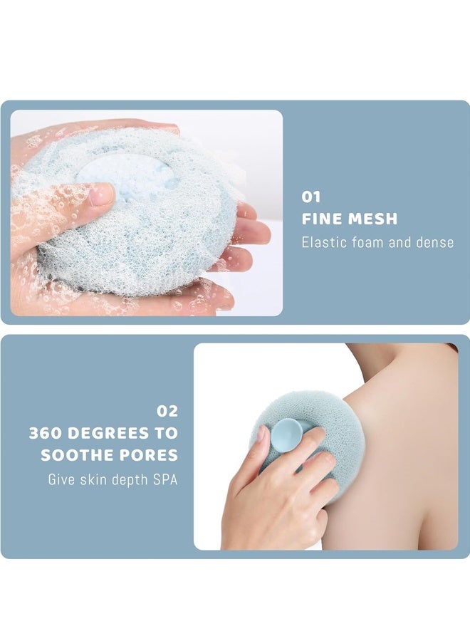 HOMESTAR 3 PCS Soft Sunflower Suction Cup Bath Ball, 2-in-1 Sunflower Ball Exfoliating Bath Sponge Cleaning Brush, Mesh Shower Body Sponge Accessories for Women, Men Shower - Image 3