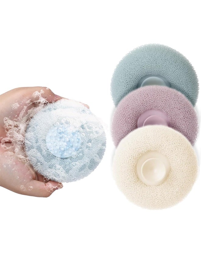 HOMESTAR 3 PCS Soft Sunflower Suction Cup Bath Ball, 2-in-1 Sunflower Ball Exfoliating Bath Sponge Cleaning Brush, Mesh Shower Body Sponge Accessories for Women, Men Shower - Image 1