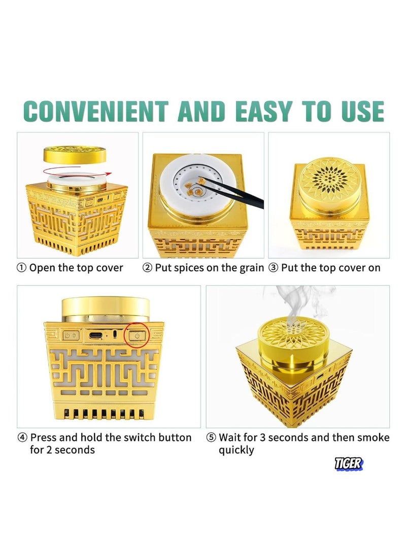 TIGER Quran Speaker & Mini Incense Burner Bakhoor with Remote Control, Bluetooth Night Light MP3 Music Player, 114 Quran Chapters, 18 Reciters & 17 Translations, Multicolor LED Changing Light, Ideal Gift for Muslims  - Image 2