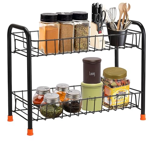 TechSrmaji 2-Tier Multipurpose Foldable Storage Rack, Shelf Shelves Stand Rack, Countertop Storage and Organizer, Heavy Duty Kitchen and Bathroom Rack, 2-Tier Trolley Container for Boxes (Pack of 1) - Image 1