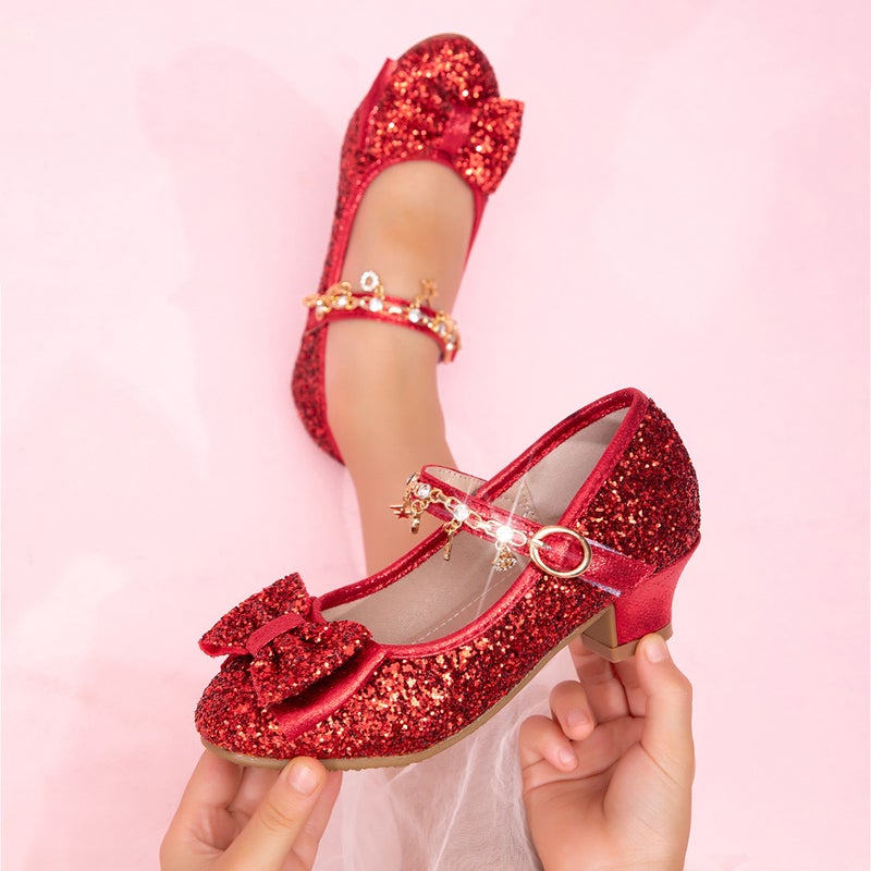 Autumn New Girls Sequin Princess Shoes Little Girl Dance Performance High Heels Children''s Chain Gold Single - Image 5