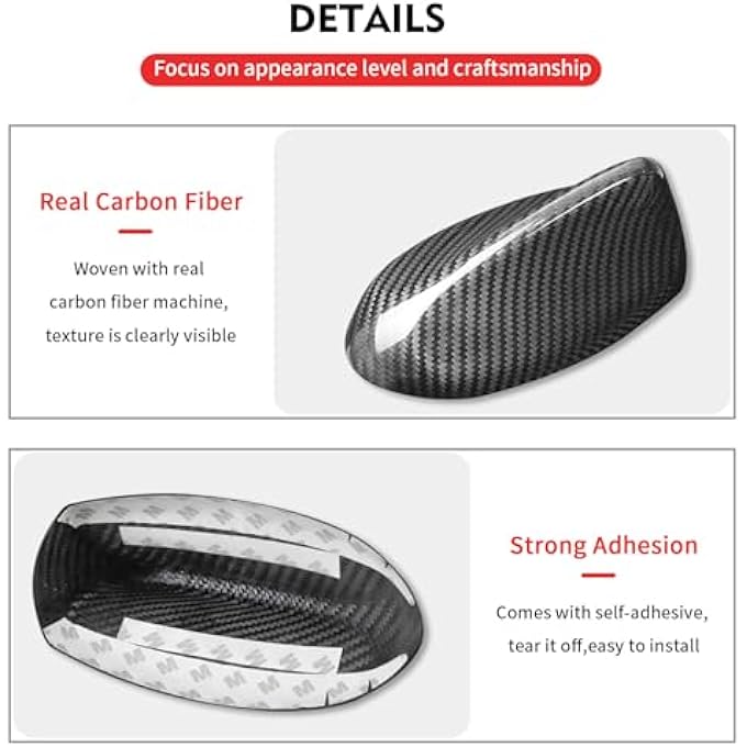 rayihni Compatible with Antenna Cover Shark Fin Trim Hood Carbon Fiber Automotive Roof Aerials for Alfa Romeo Giulia Stelvio (Black) - Image 3