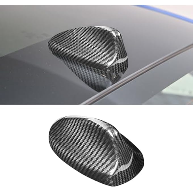 rayihni Compatible with Antenna Cover Shark Fin Trim Hood Carbon Fiber Automotive Roof Aerials for Alfa Romeo Giulia Stelvio (Black) - Image 1