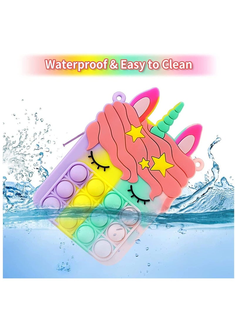 LEDIN Rainbow Pop Shoulder Bag for Girls and Women Big Pop Purse Bags Lovely Sensory Silicone Cartoon Bag Toy for Students Kids Unicorn Purse Crossbody Bag Pop Fidget Toy Purse Bags(Pack of 2) - Image 5