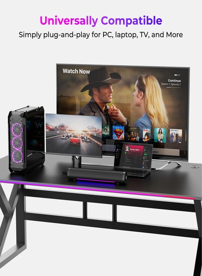 Auphyra Desktop Computer Speakers, High-Performance Soundbar for PC, Plug and Play - USB Powered with 3.5mm Audio Cord, Flowing Purple Ambient Light, Volume Control Knob - Image 3