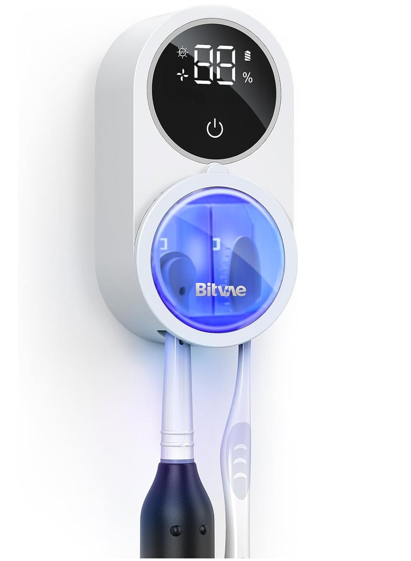 zenvo X Toothbrush Cleaner with UV-C Sterilization and Air Drying – LED Smart Screen, Rechargeable, Wall Mount – White - Image 1