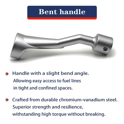 JEUCLEL 19mm 1/2" Dr. Common Rail Injection Fuel Line Nut Socket, 12 Point Injection Line Flare Nut Wrench Open Type for Mercedes-Benz Diesel Engine, Injector Line Removal Tool Opening Socket - Image 5