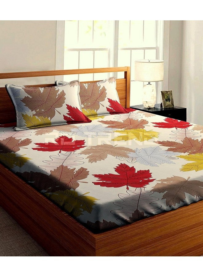 RD TREND Presents Luxurious Glace Cotton Super Soft 210 TC 360° Elastic Fitted Bedsheet Queen Size (78X60X8 Inch) with 2 Pillow Covers, Color-Cream - Image 1