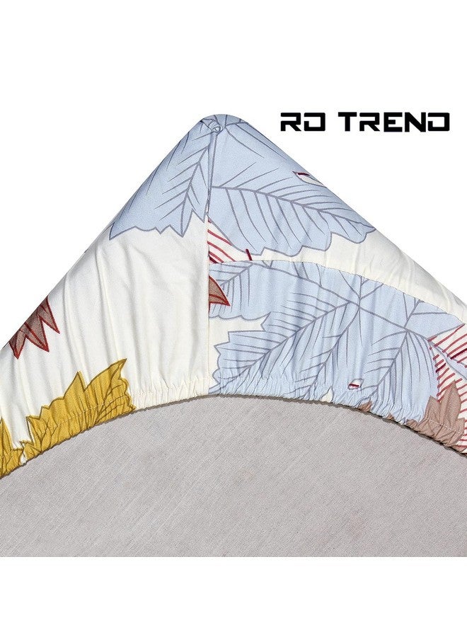 RD TREND Presents Luxurious Glace Cotton Super Soft 210 TC 360° Elastic Fitted Bedsheet Queen Size (78X60X8 Inch) with 2 Pillow Covers, Color-Cream - Image 3