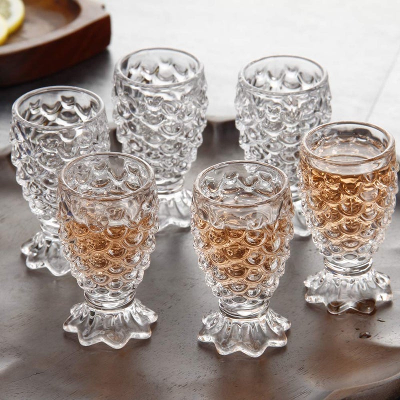 Kosh Diamond Crystal Cut Whiskey Bar Glass for Drinking Bourbon Whisky Scotch Cocktails Cognac Old Fashioned Cocktail Tumblers 205 ML Approx Set of 6 PineappleFish Bubble Shape - Image 2