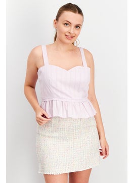 Women Sweetheart Neckline Sleeveless Textured Top, Lavender