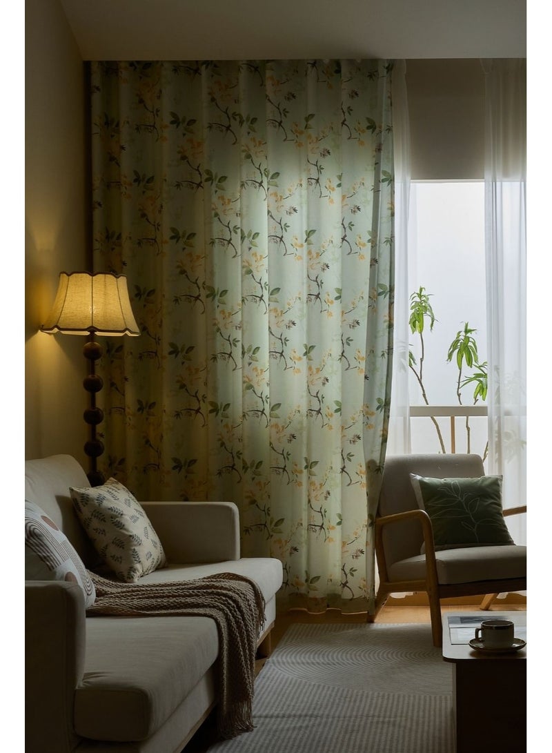 QBAID Floral Printed Curtain 1 Panel Semi Blackout Elegant Window Drapes - Image 4