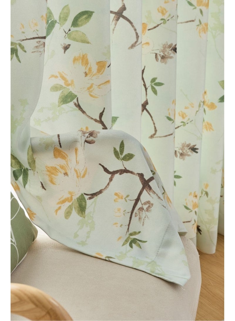 QBAID Floral Printed Curtain 1 Panel Semi Blackout Elegant Window Drapes - Image 3
