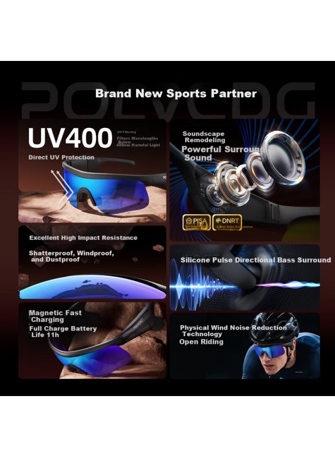 Polvcdg G120 Plus Bluetooth Cycling Gl Wireless Open-ear Sports Headphones Audio Gl Outdoor Uv Protection Wind Noise Reduction Long Battery Life - Image 4