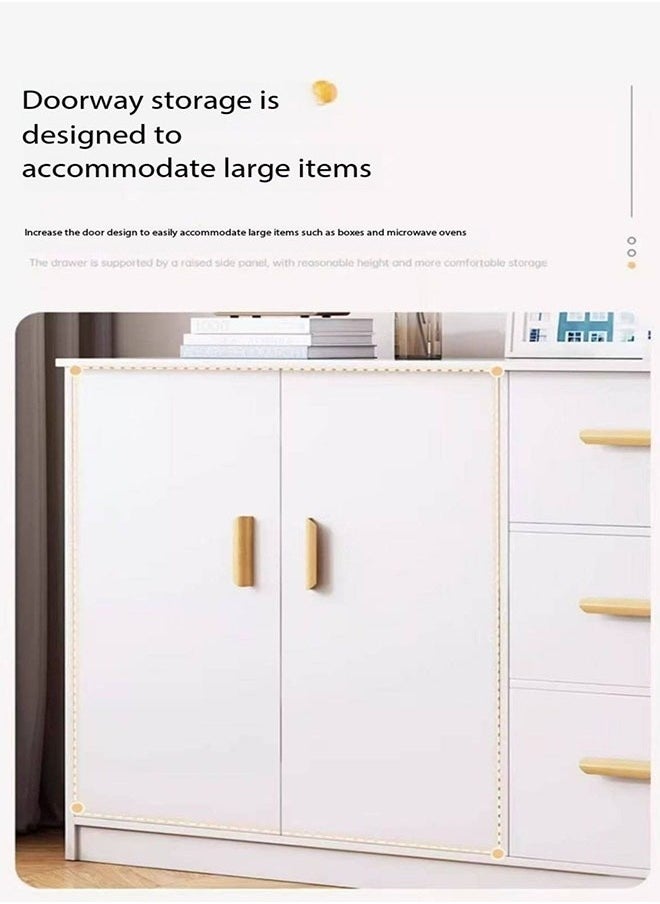 JOMILA Wooden Side Cabinet, Modern Storage Cabinet, Floor Document Cabinet with Wheels, Filing Cabinets, Office Cabinet (White)  - Image 5
