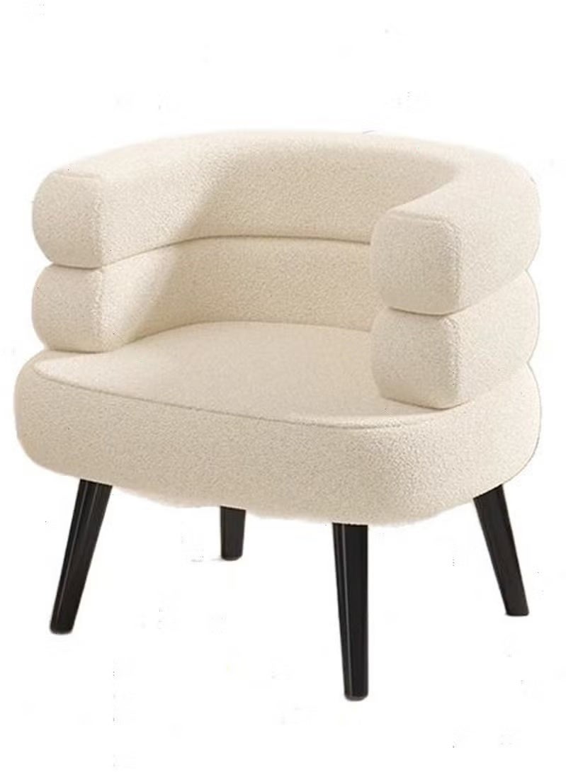 والالا كرسي مكياج مبطن - كرسي أسطواني دائري بأرجل ذهبية | كرسي بذراعين منجد صغير الحجم لغرفة النوم، وغرفة المعيشة، وغرفة النوم (بيج، 67*55*67 سم) - Image 2