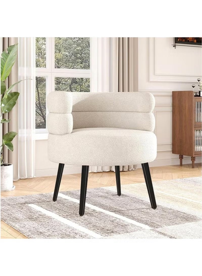 والالا كرسي مكياج مبطن - كرسي أسطواني دائري بأرجل ذهبية | كرسي بذراعين منجد صغير الحجم لغرفة النوم، وغرفة المعيشة، وغرفة النوم (بيج، 67*55*67 سم) - Image 5