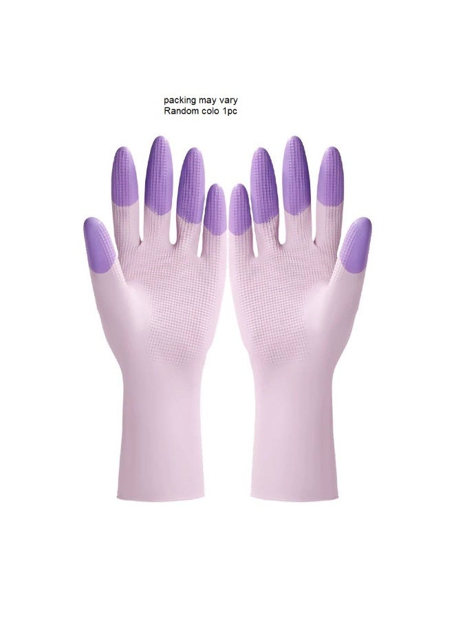 2-piece set of multi-purpose cleaning gloves to protect your hands while cleaning in the kitchen or bathroom. Random color. - Image 1