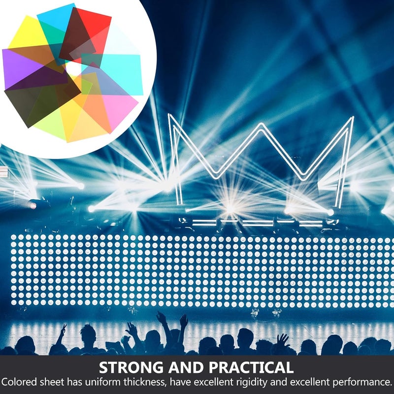 10pcs Colored PVC Light Gel Sheets 0.3mm 210x297mm for Photo Video Stage Lighting Filters with Red Blue Yellow Purple Green Orange Fluorescent Green and Black Tea Overlays - Image 4