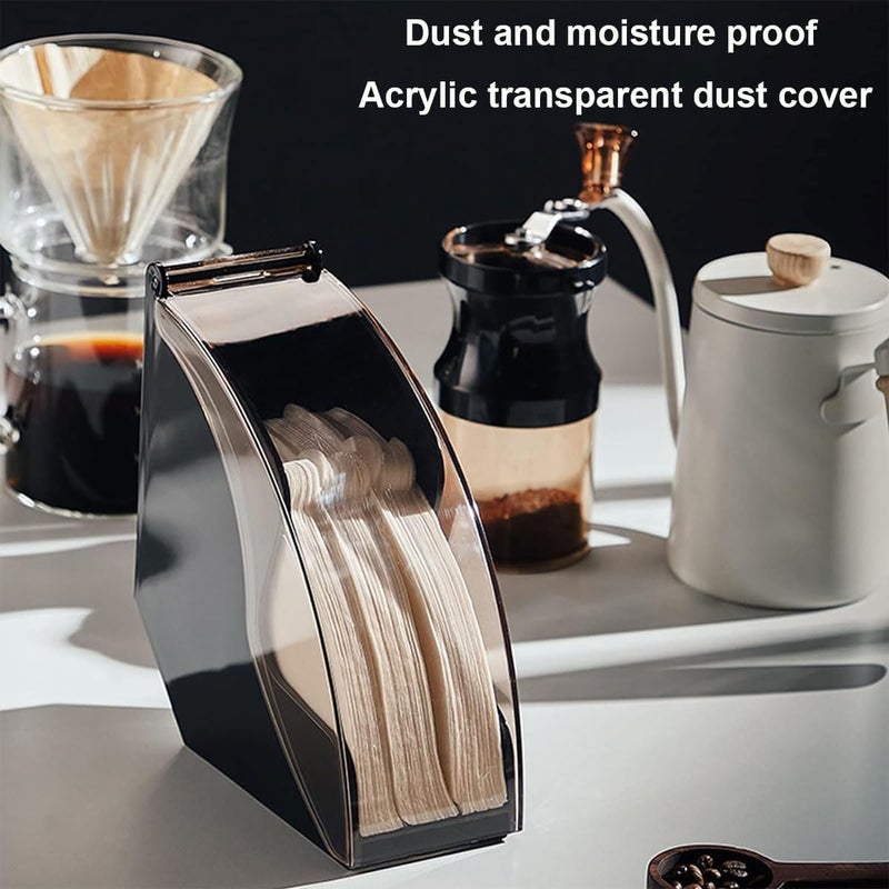 LINJIE Coffee Filter Holder, Coffee Filter Box with Cover, Dustproof & Moisture-Proof Holder with Cover,Storage Capacity of 100 pcs (Black) - Image 5