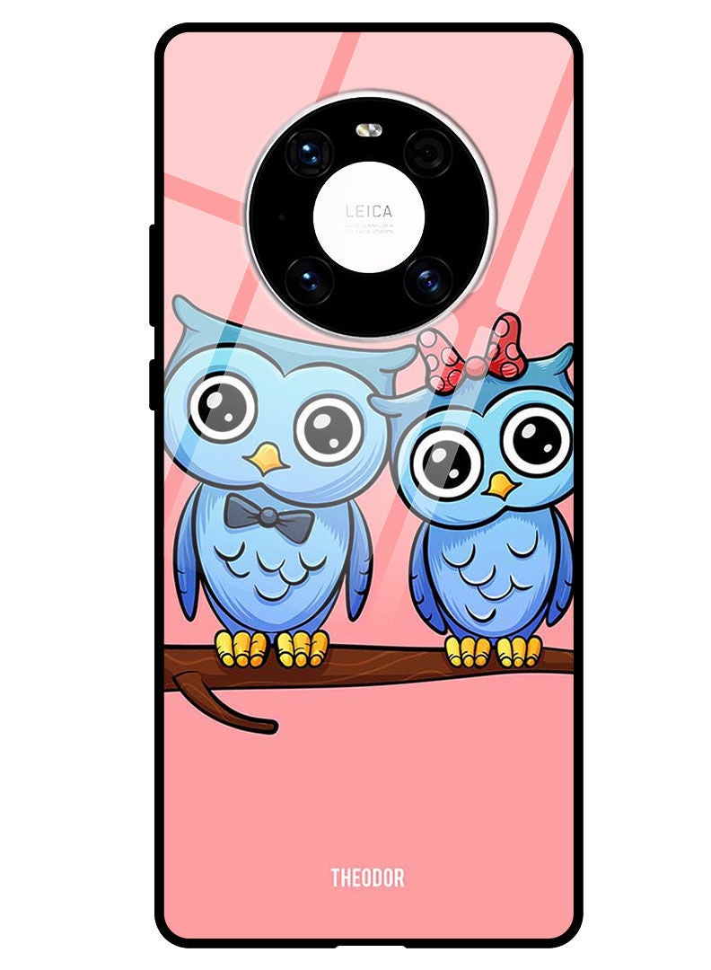Theodor Protective Tempered Glass Case Cover HUAWEI MATE 40 PRO 5G  Owls - Image 1