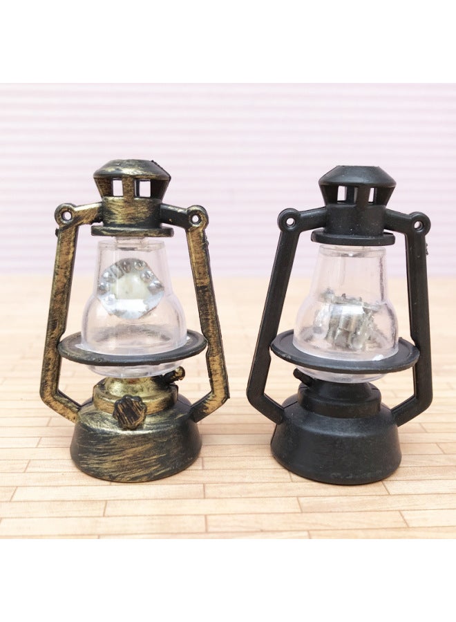 1:12 Doll House Dollhouse Mini Model Play House Toy Diy Black Plastic Kerosene Lamp Led Can Be Bright-Colour:Black Kerosene Lamp (shakes To Light)  - Image 3