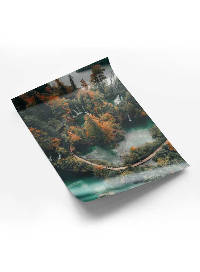 LOWHA Poster Painting Art With Four Separate Pieces Of Double-Sided Stickers Top View Forest For Home Bedroom Living Room And Office Decor  - Image 1