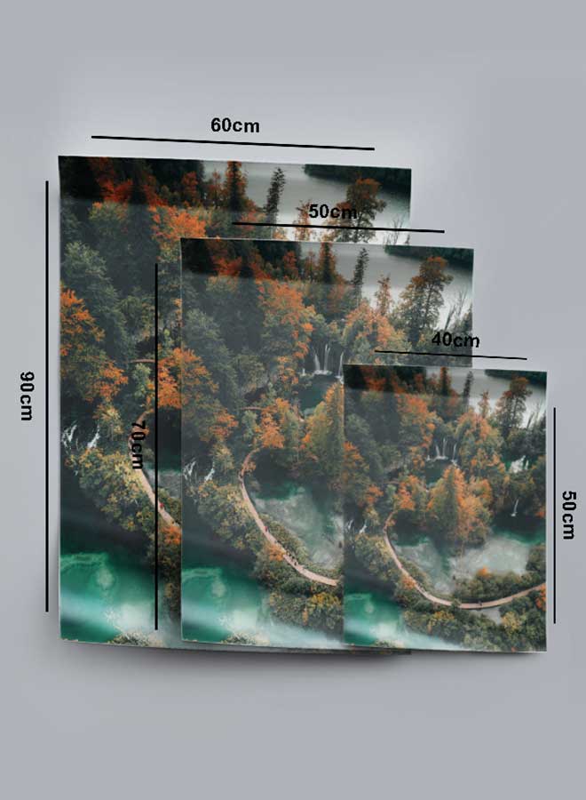 LOWHA Poster Painting Art With Four Separate Pieces Of Double-Sided Stickers Top View Forest For Home Bedroom Living Room And Office Decor  - Image 4