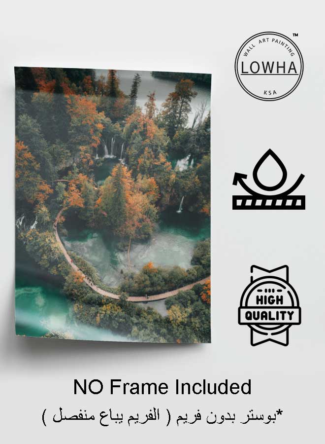 LOWHA Poster Painting Art With Four Separate Pieces Of Double-Sided Stickers Top View Forest For Home Bedroom Living Room And Office Decor  - Image 3