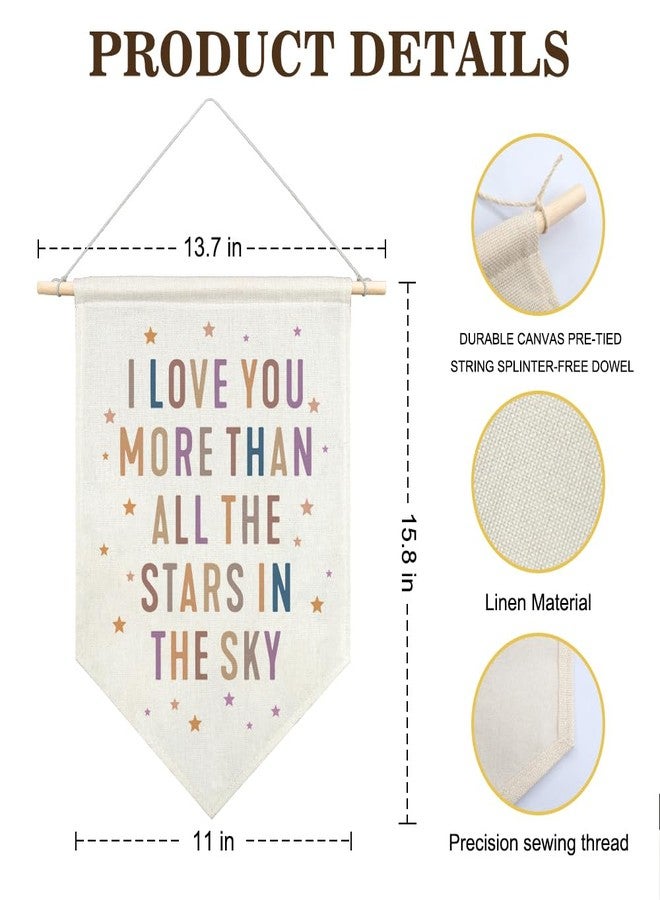 AGMDESIGN I Love You More Than All The Stars In The Sky Canvas Hanging Pennant Flag Banner, Nursery Decor, Home Kids Room Bedroom Playroom Flag Decor, Inspirational Birthday Gifts for Daughter - Image 2