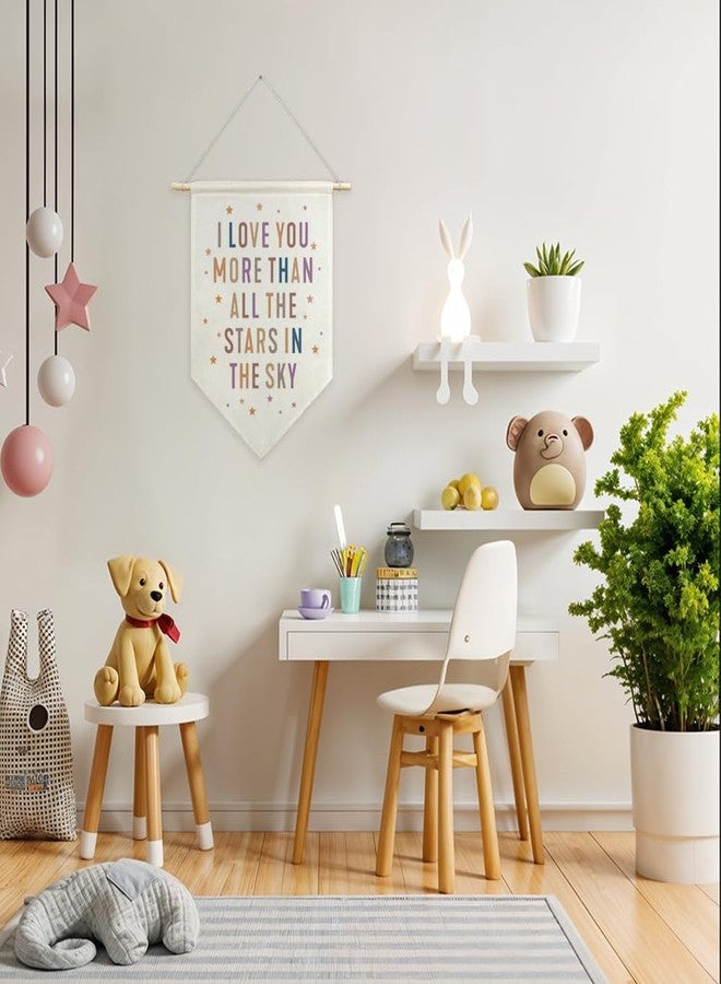 AGMDESIGN I Love You More Than All The Stars In The Sky Canvas Hanging Pennant Flag Banner, Nursery Decor, Home Kids Room Bedroom Playroom Flag Decor, Inspirational Birthday Gifts for Daughter - Image 4