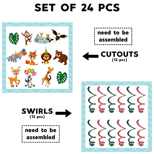 Festiko® 12 Pcs Jungle Theme Swirls with Cutouts, Jungle Theme 1st Birthday Supplies, Jungle Theme Decoration Supplies, Jungle Safari Theme Decorations - Image 2