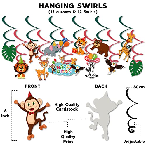 Festiko® 12 Pcs Jungle Theme Swirls with Cutouts, Jungle Theme 1st Birthday Supplies, Jungle Theme Decoration Supplies, Jungle Safari Theme Decorations - Image 3