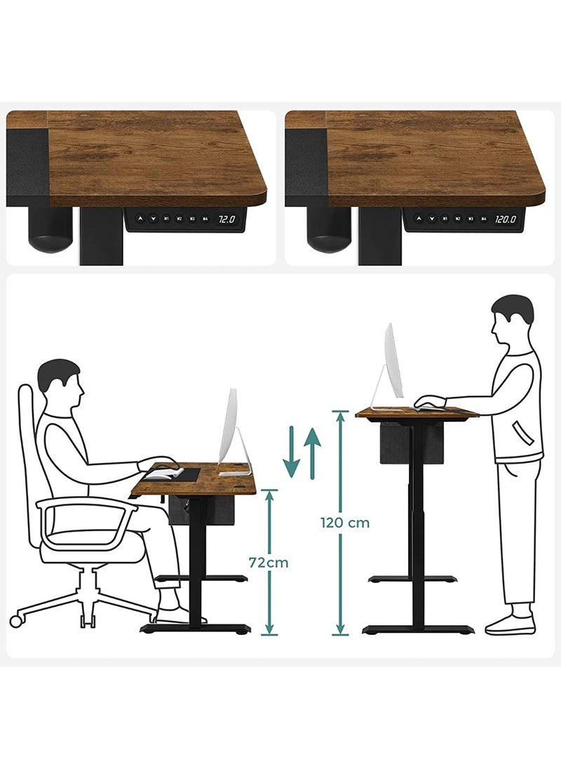 SONGMICS Songmics Height-adjustable desk, electric, infinitely adjustable, 4 heights, fabric bag, 120 x 60 x (72-120) cm, made of steel, vintage brown/black LSD015X01  - Image 4