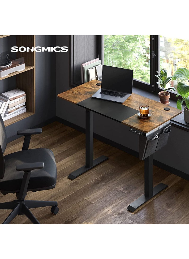 SONGMICS Songmics Height-adjustable desk, electric, infinitely adjustable, 4 heights, fabric bag, 120 x 60 x (72-120) cm, made of steel, vintage brown/black LSD015X01  - Image 2