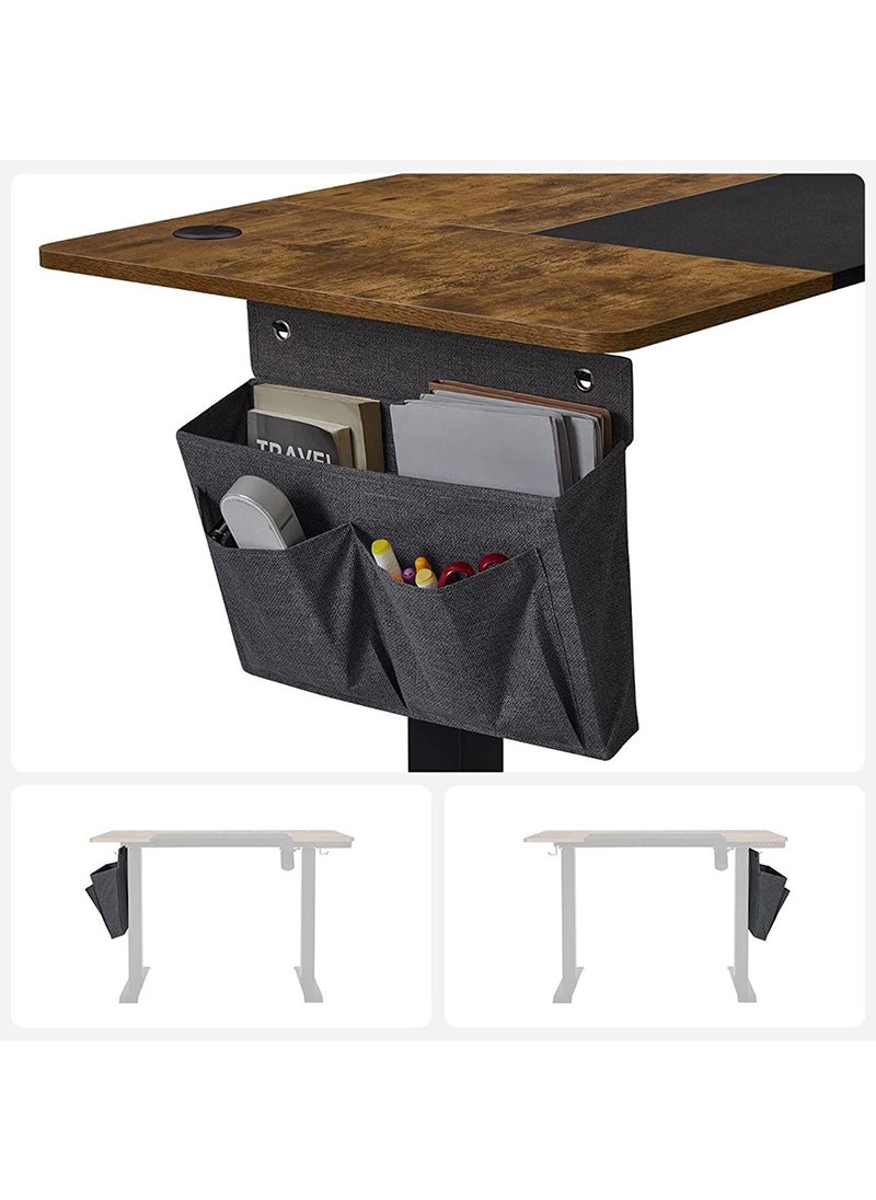SONGMICS Songmics Height-adjustable desk, electric, infinitely adjustable, 4 heights, fabric bag, 120 x 60 x (72-120) cm, made of steel, vintage brown/black LSD015X01  - Image 5