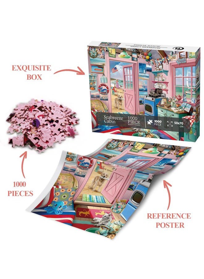 BBOLDIN Beach Summer House Puzzle for Adults 1000 Piece, Ocean Seashore Retreat Jigsaw Puzzles, Hawaii Cabin Scenery Puzzles for Home Decor - Image 5