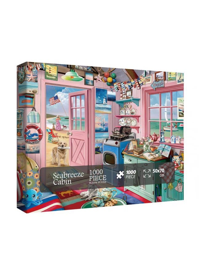 BBOLDIN Beach Summer House Puzzle for Adults 1000 Piece, Ocean Seashore Retreat Jigsaw Puzzles, Hawaii Cabin Scenery Puzzles for Home Decor - Image 1