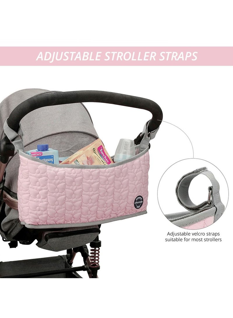 Little Story Lightweight And Comfortable Premium Baby Stroller Bag - Quilted - Pink  - Image 2
