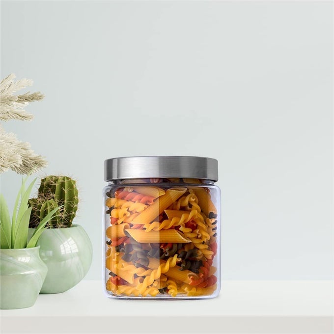 BOROSILICATE GLASS JAR WITH RUST FREE AIRTIGHT STEEL LID KITCHEN STORAGE JAR CONTAINER MICROWAVE SAFE 00ML 1 PC TRANSPARENT