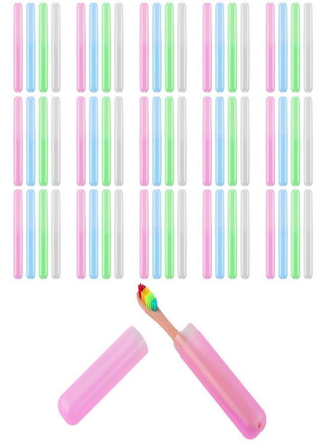 Lnrueg 60PCS Portable Travel Toothbrush Holder Case, Plastic Toothbrush Case, Toothbrush Cases for Indoor, Outdoor, Travel, Camping, School, and Home Use - Image 1