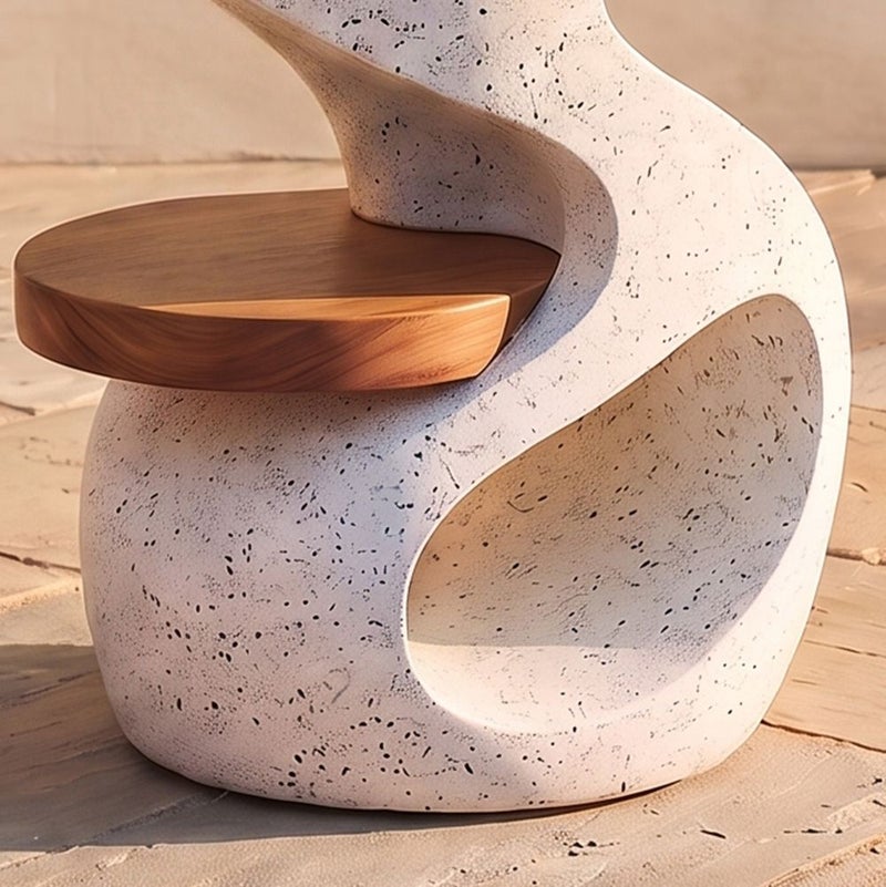 DANUBE HOME Terrazzo Curl Mgo Side Table | All Weather 1 Piece Outdoor End Table | Modern Design Furniture For Balcony, Garden Bench Seating Terrace Lawn Patio Poolside - L40.5xW40.5xH50.8cm -Multi Color - Image 3