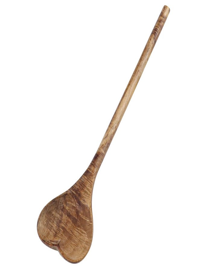 DOERDO DD Heart Shaped Wood Spoon, Long Handle Love Spoon for Appetizer, Serving Mixing Spoon Kitchen Utensil for Wedding Gift Mothers Day, 11Inch - Image 1