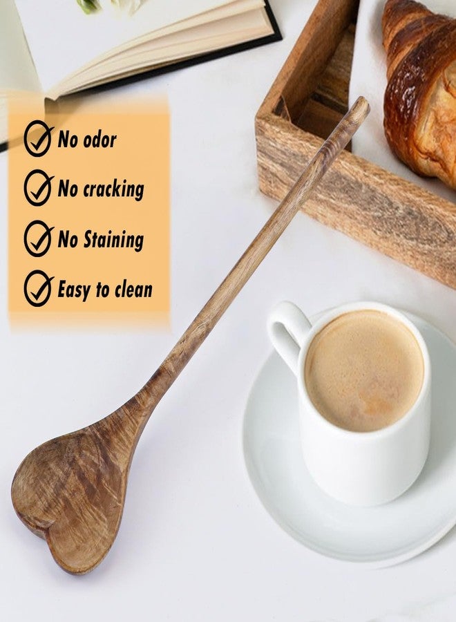DOERDO DD Heart Shaped Wood Spoon, Long Handle Love Spoon for Appetizer, Serving Mixing Spoon Kitchen Utensil for Wedding Gift Mothers Day, 11Inch - Image 3