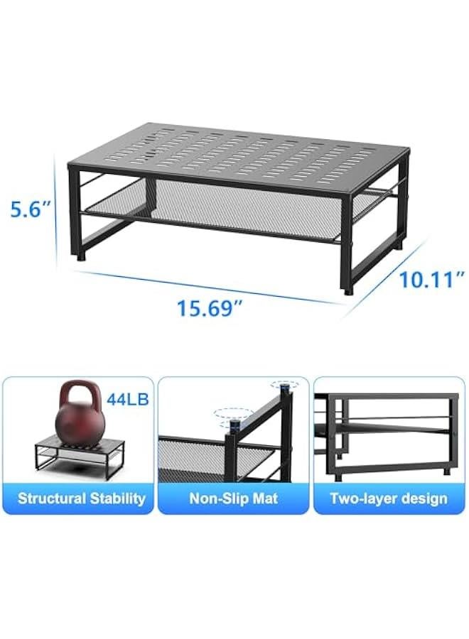 Arabest Desk Organizers and Accessories, 2-Tier Metal Monitor Stand Riser, Desk Organizer for Monitor, Office Desk Storage Organizer for Office Supplies (Black)  - Image 4