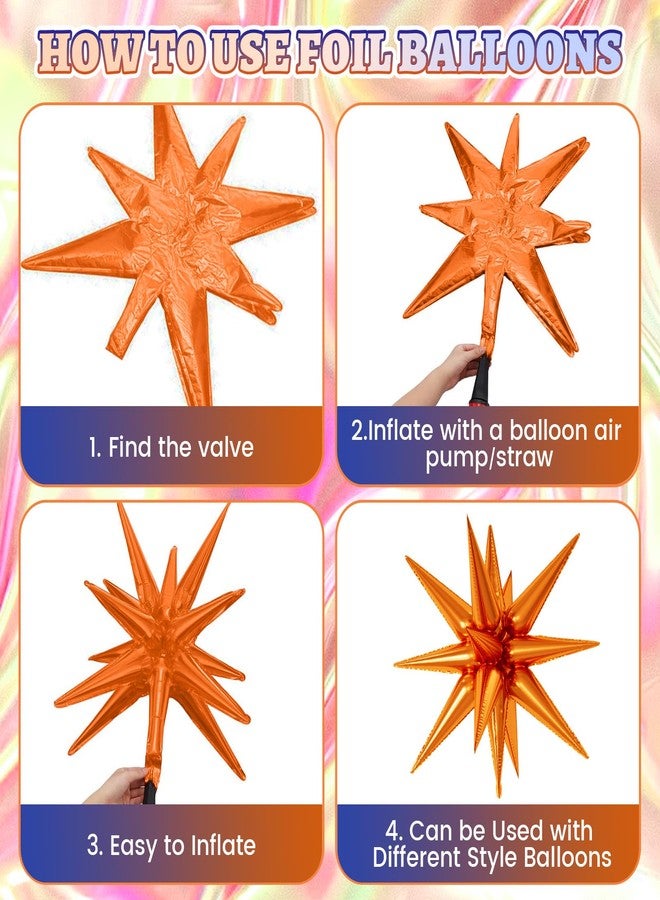 Biapian 10PCS 22Inch Star Explosion Foil Balloons, Large Blue Orange Balloon Spike Cone Colorful Star Balloons for Birthday, Graduation, Wedding & Party Decorations - Image 4