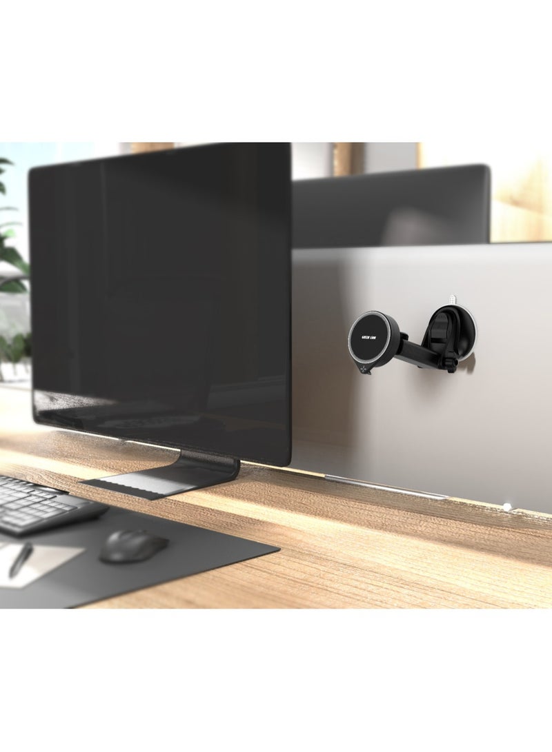 GREEN LION Car Charger Magsafe Holder 15W GH-17/ Extendable Arm/ Retractable Cable/ Strong Magnetic Adsorption/ Easy Installation / Fast Charging - Black - Image 4